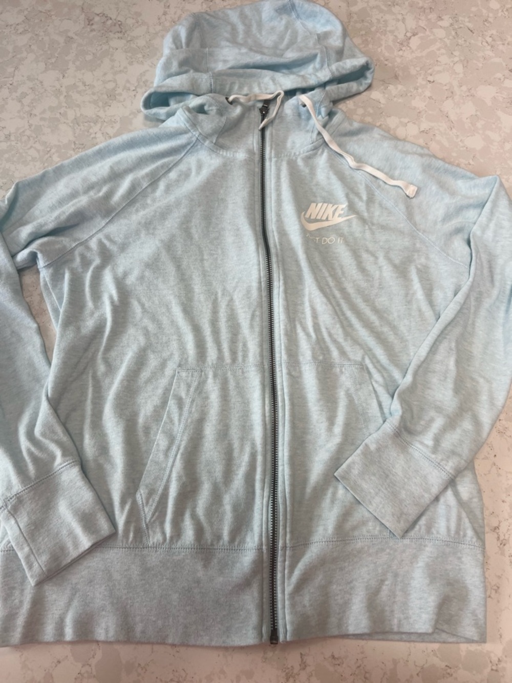 Nike Pale Blue Full-Zip Hoodie with White Logo